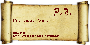 Preradov Nóra névjegykártya